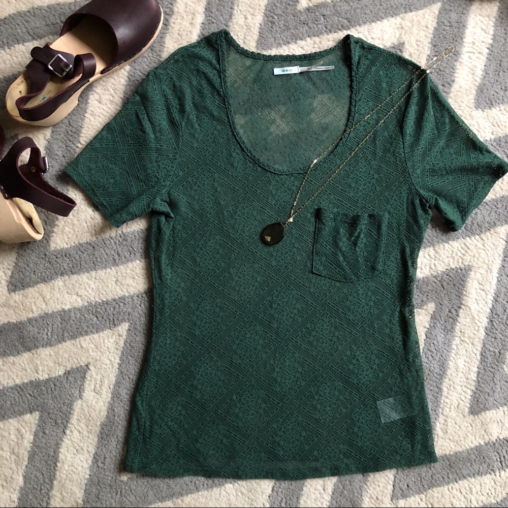 Kimchi Blue Top - Lacy, Emerald Green